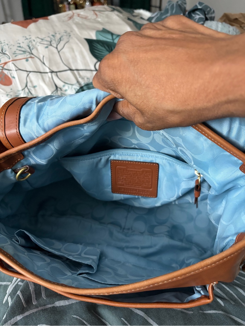 Coach Saddle Brown Leather Messenger with Brass Turn-Lock - Picture 7 of 10